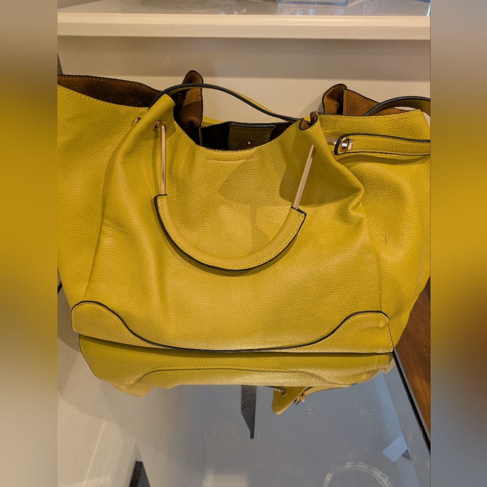 Yellow Faux Leather Shoulder Bag